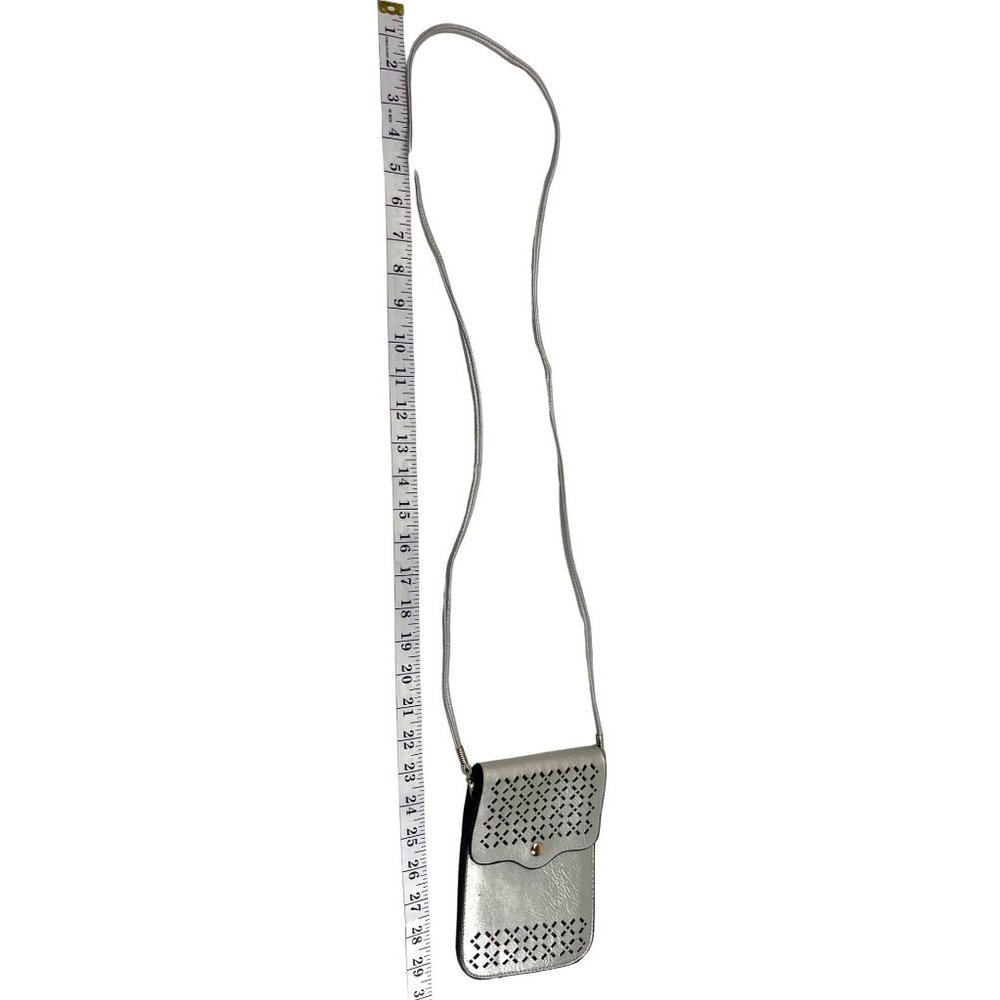 Silver Crossbody Cell phone Case/Holder 4x6  18a
